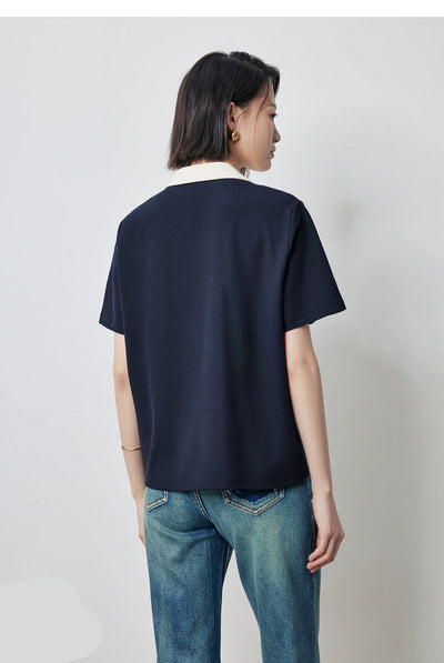 Traudel® | Elegantes Kurzarmshirt mit Kontrastkragen