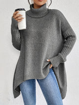 Gudrun | Damen Gemütlicher Oversized Winterpullover mit hohem Kragen – Grau