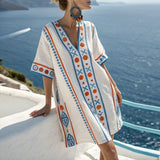 Una | Damen Stilvolles Strandkleid Sommerfeiern – Strandkleid Feier Sommer 2026 – Hellblau Orange