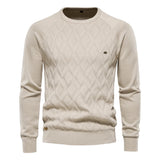 THEODOR | HERRENPULLOVER MIT RAUTENMUSTER – Khaki