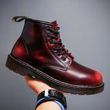 Felix | Vintage Echtlederstiefel Mit Schnürung Für Herren – Karmesinrot