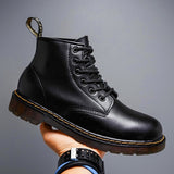 Felix | Vintage Echtlederstiefel Mit Schnürung Für Herren – Anthrazit Schwarz