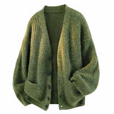 Galienne - Oversize-Strickjacke mit V-Ausschnitt in Soft-Touch-Qualität – Grün