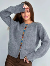 Emma | Damen Cardigan stilvoll elegant dekorativ gefertigt – Grau