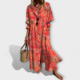 Figurschmeichelndes Maxi Kleid mit Bauchkaschierung – Rot