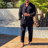 Set Herren Freizeitanzug | Knopfleiste & Relaxter Komfort – Schwarz