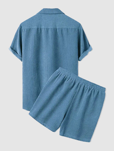 Set aus Hemd und Shorts | Cord | Kurzarm | Zweiteiler | Herren-Set aus Cord