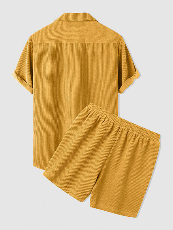 Set aus Hemd und Shorts | Cord | Kurzarm | Zweiteiler | Herren-Set aus Cord