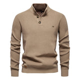 RICCARDO | HERRENPULLOVER MIT KNÖPFEN – Khaki