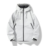 Heinrich | Herren Wasserdichte Kapuzen Winddichte Shell Jacke – Weiß