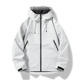 Norbert | Herren Wasserdichte Kapuzen Winddichte Shell Jacke – Weiß