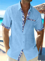 Eastcott - Lässiges Sommerhemd mit Ethno-Print – Hellblau-Marine