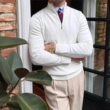 Elias | Herren Frühling Viertelzip Pullover – Weiß