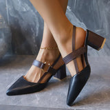 Pumps für Damen mit Slingback-Verschluss, Blockabsatz und spitzer Zehenpartie – Schwarz
