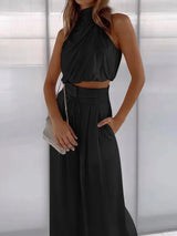 Clara | Elegantes zweiteiliges Damen-Set luxuriös geschnitten – Schwarz