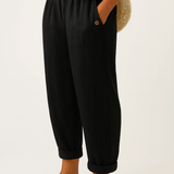 Romina™ Zeitlose Leinenhose | Leinen-Baumwolle Damenhose – Schwarz