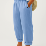 Romina™ Zeitlose Leinenhose | Leinen-Baumwolle Damenhose – Hellblau