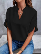 Shirt mit V-Ausschnitt Damen | Fließender Fall & Eleganter Schnitt – Schwarz