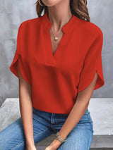 Shirt mit V-Ausschnitt Damen | Fließender Fall & Eleganter Schnitt – Rot