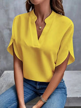 Shirt mit V-Ausschnitt Damen | Fließender Fall & Eleganter Schnitt – Gelb