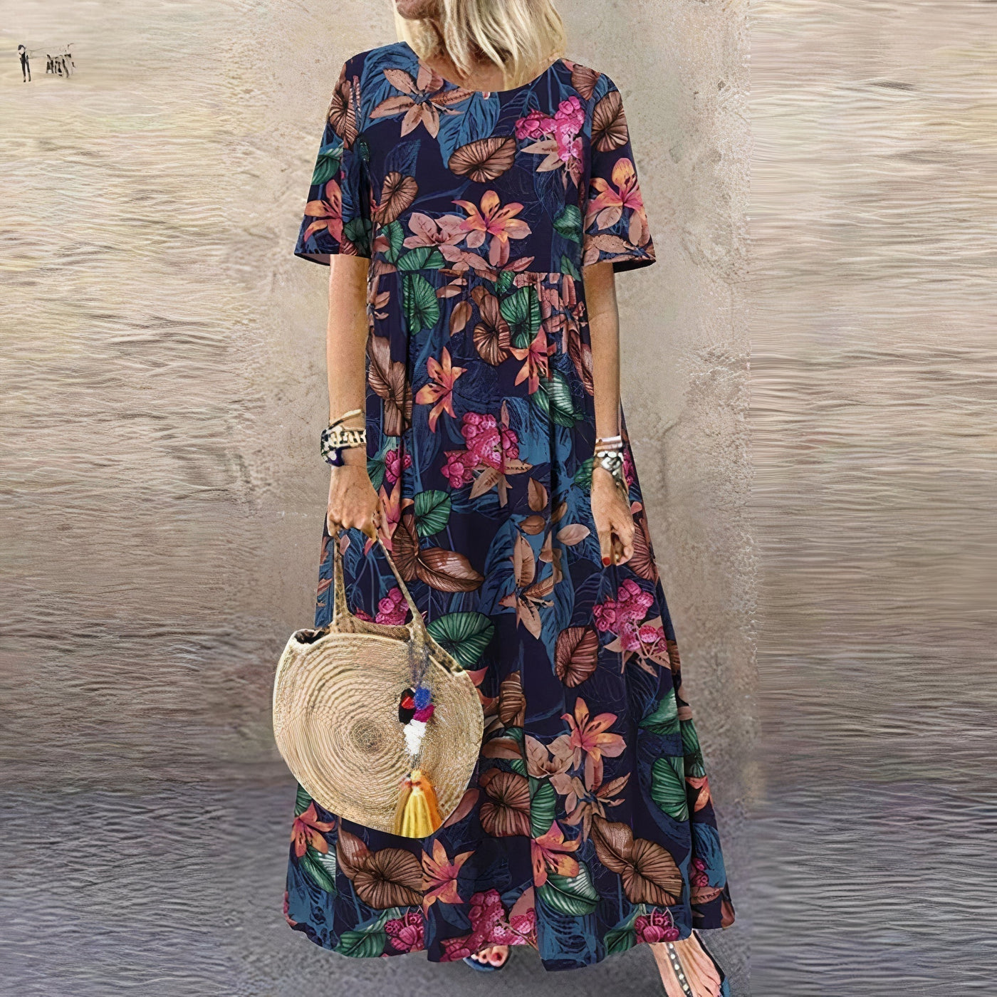 Lotte – Lebendiges Blumen-Maxikleid für einen eleganten Look