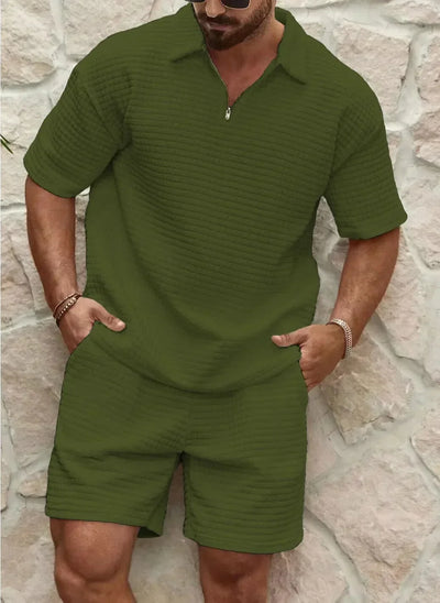Shorts und Shirt Set - Herren Kurzarm-Polo Zweiteiliges Set für den Sommer