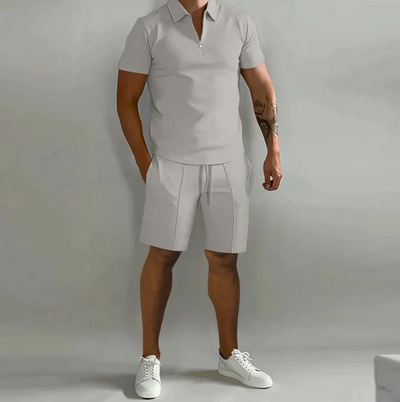 Shorts und Shirt Set | Quarter Zip | Kurzarm | Zweiteiliges Set | Herren Sommerkleidung