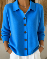Charlotte | Strickjacke Mit Eleganter Knopfleiste Und Kragen – Blau