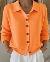 Charlotte | Strickjacke Mit Eleganter Knopfleiste Und Kragen – Orange
