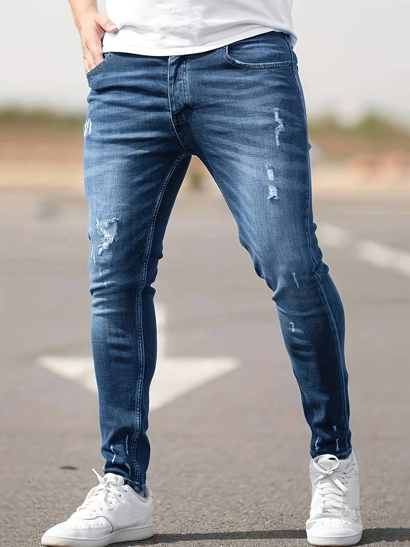 Skinny Jeans – Blau – Schmaler Schnitt – Zerrissene Jeans – Herrenjeans