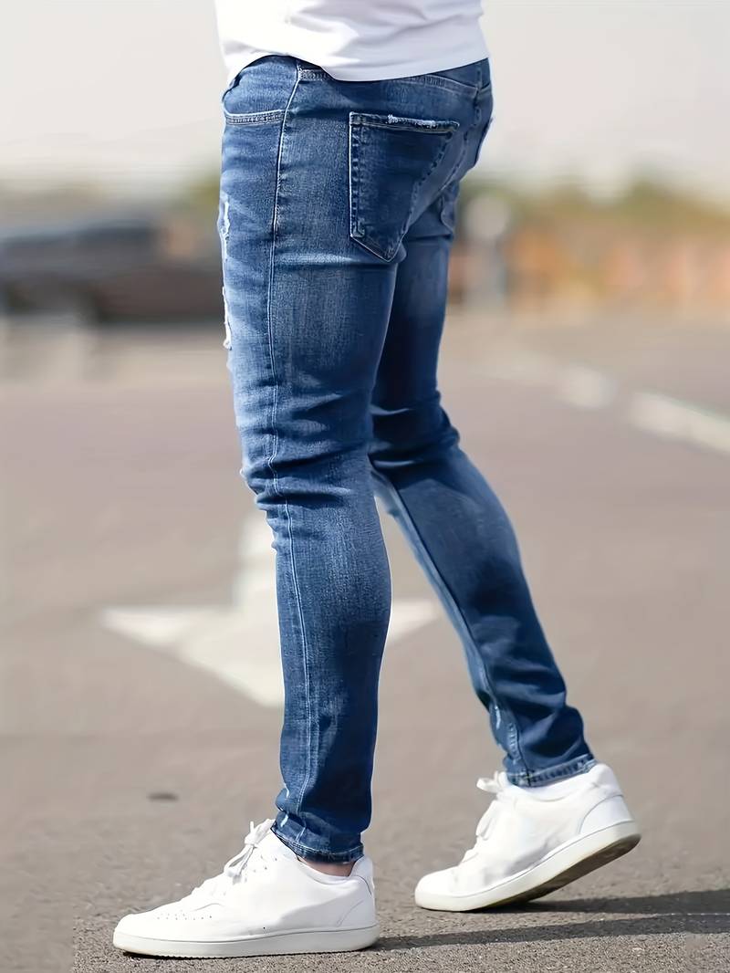 Skinny Jeans – Blau – Schmaler Schnitt – Zerrissene Jeans – Herrenjeans