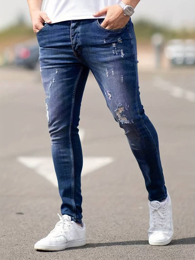Skinny Jeans – Blau – Schmaler Schnitt – Zerrissene Jeans – Herrenjeans