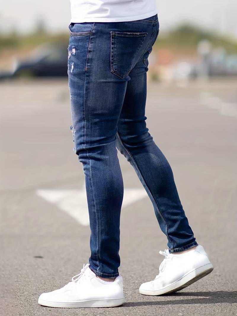 Skinny Jeans – Blau – Schmaler Schnitt – Zerrissene Jeans – Herrenjeans