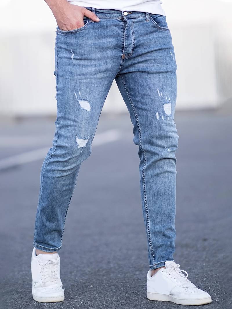 Skinny Jeans – Blau – Schmaler Schnitt – Zerrissene Jeans – Herrenjeans