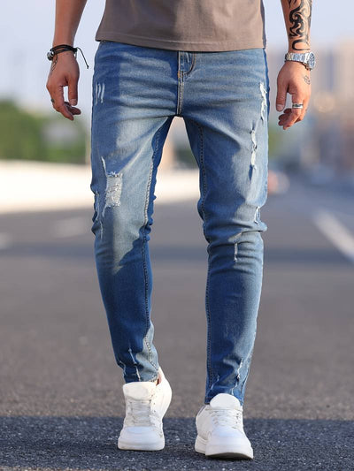 Skinny Jeans – Blau – Schmaler Schnitt – Zerrissene Jeans – Herrenjeans