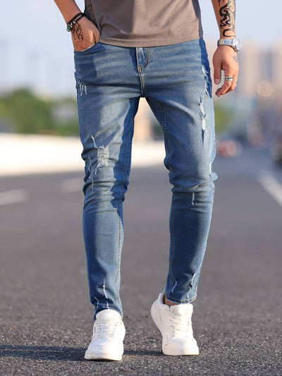 Skinny Jeans – Blau – Schmaler Schnitt – Zerrissene Jeans – Herrenjeans