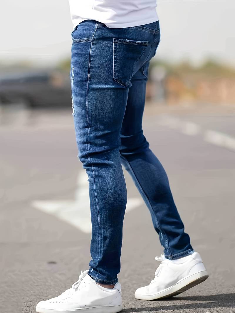 Skinny Jeans – Blau – Schmaler Schnitt – Zerrissene Jeans – Herrenjeans