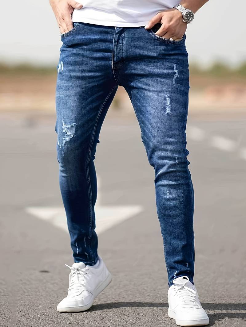 Skinny Jeans – Blau – Schmaler Schnitt – Zerrissene Jeans – Herrenjeans