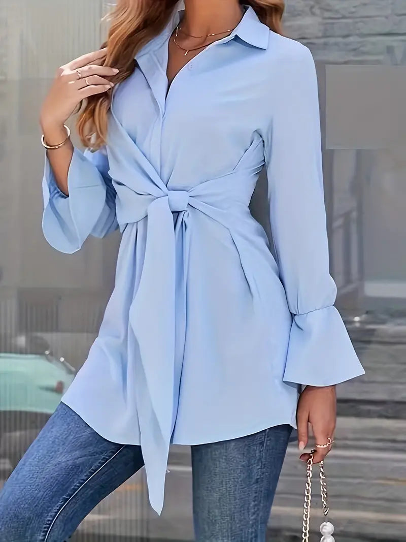 Jennifer® | Elegante Bluse mit Bindegürtel