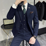 Slim-Fit Dreiteiler Herrenanzug | Markante Silhouette & Souveräner Auftritt – Blau