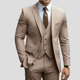 Christoph | Herren Dreiteiliger Formeller Büroanzug-Set – Khaki