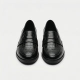Slip On Damenschuh Elegant | Kroko-Optik & Zeitloser Chic – Schwarz