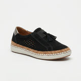 Slip On Schuhe Damen | Perforiertes Design & Komfort-Sohle – Schwarz
