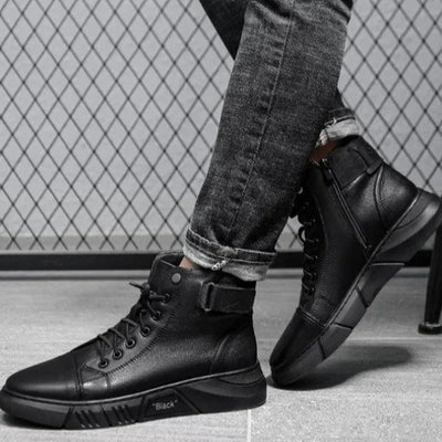 Sneaker-Stiefel – Schwarz – Reißverschluss – Hohe Sneakers – Herrenschuhe