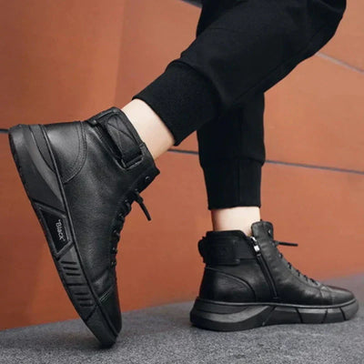 Sneaker-Stiefel – Schwarz – Reißverschluss – Hohe Sneakers – Herrenschuhe