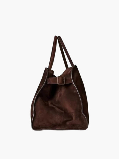 Große Damen Shopper Tasche – Strukturierte Schultertasche Wildleder/Leder