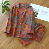 Sommer Pyjama Damen | Blumenprint & Leicht – Orange