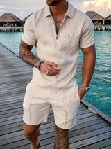 Sommer Set Herren | Polo & Shorts mit Kontrast-Details – Beige