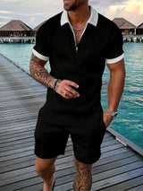Sommer Set Herren | Polo & Shorts mit Kontrast-Details – Dunkelgrau