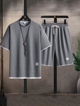 Sommer Set Herren | Sportliches T-Shirt & Shorts im Matching-Look – Grau